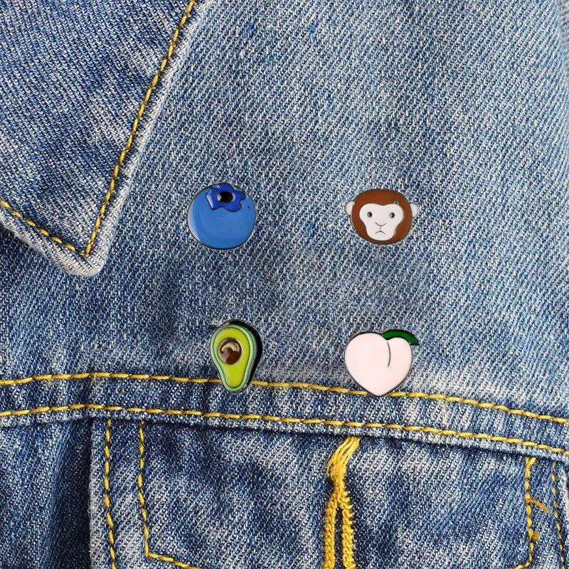 Креативный авокадо обезьянка персик черника металлический отворот шпильки