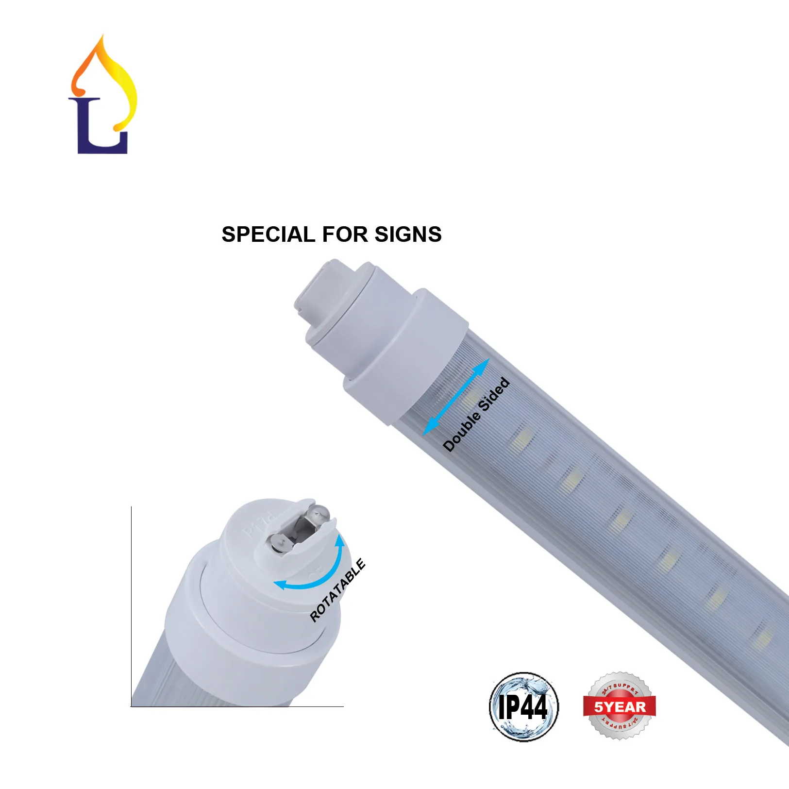 

25 Pack T10 Double Sided Tube Light 4FT/5FT/6FT 7FT/8FT/9FT/10FT with Rotatable R17D Base Double Rows Ballast Bypass,High Lumen