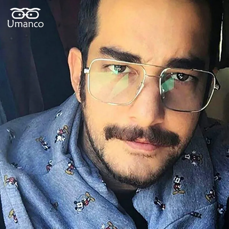 Umanco New Oversized Clear Square Glasses For Women Men Metal Frame Luxury Brand Transparent Photography Accessories Gifts