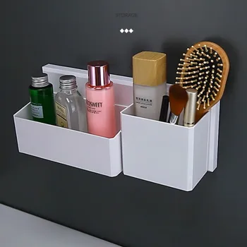 

Creative bathroom shelf wall-suction free-punch bathroom toothpaste rack toothbrush comb toilet storage rack Box basket pf9213