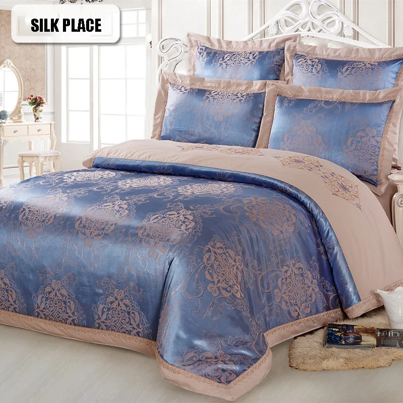 SILK PLACE Постельное Белье из Сатин-Жаккарда RuDouble 175x210 4-6PC Роскошный Удобный Комплект