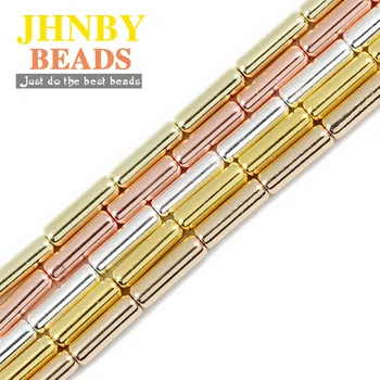 

JHNBY Gold Silvers Long Cylinder Hematite Natural Stone 13x4mm Round Spacer Loose Beads For Jewelry Making Diy bracelet Findings