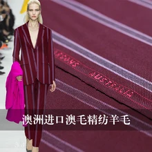 50x150 см винно-красная полоса узор шерсть материалы для женщин осень деловой костюм и брюки DIY Одежда Ткань