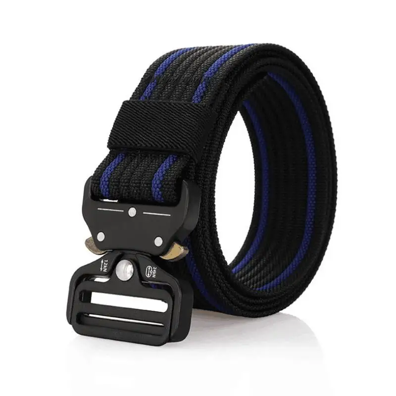 Black blue stripe SupSindy военная техника боевые тактические ремни для мужчин армейская тренировочная нейлоновая металлическая пряжка открытый охотничий ремень мужской ремень - Цвет: Black blue stripe