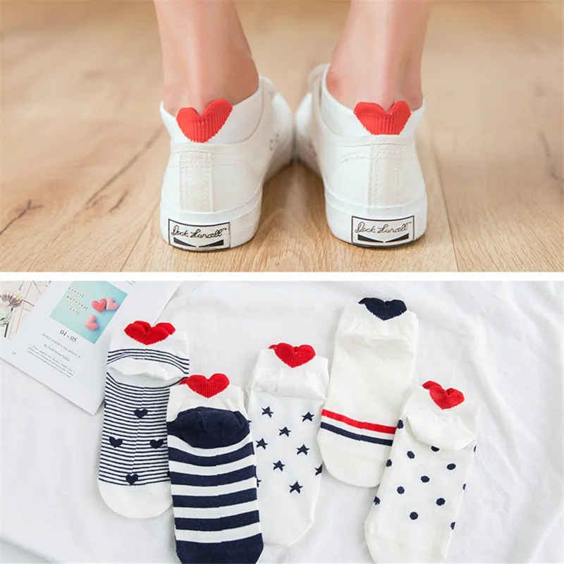 Style 8 5 пар, милые женские носки с рисунками животных летние короткие носки для девочек с рисунком собаки, медведя, лисы, ушей, красного сердца, Прямая поставка - Цвет: Style 8