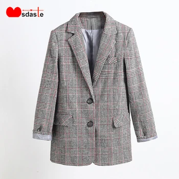 

Women Blazers and Jackets 2019 Autumn Office Lady Blaser Formal Workwear Single Breasted Woman Plaid Jackets and Coats Blazer