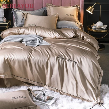 

Silk Bedding Sets Luxury King Size Bed Set For Hotel Kids Room Blue Pink Princess Duvet Cover Pillowcase постельное белье шелк