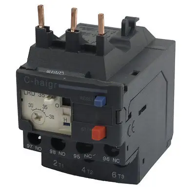 

3 Pole AC 30A - 38A Black Electric Thermal Overload Relay 1 NO 1 NC
