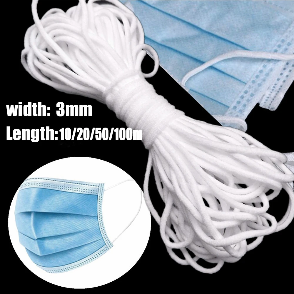 3mm Round Elastic Band Cord Ear Hanging Sewing Crafts DIY Clothing 10m Length