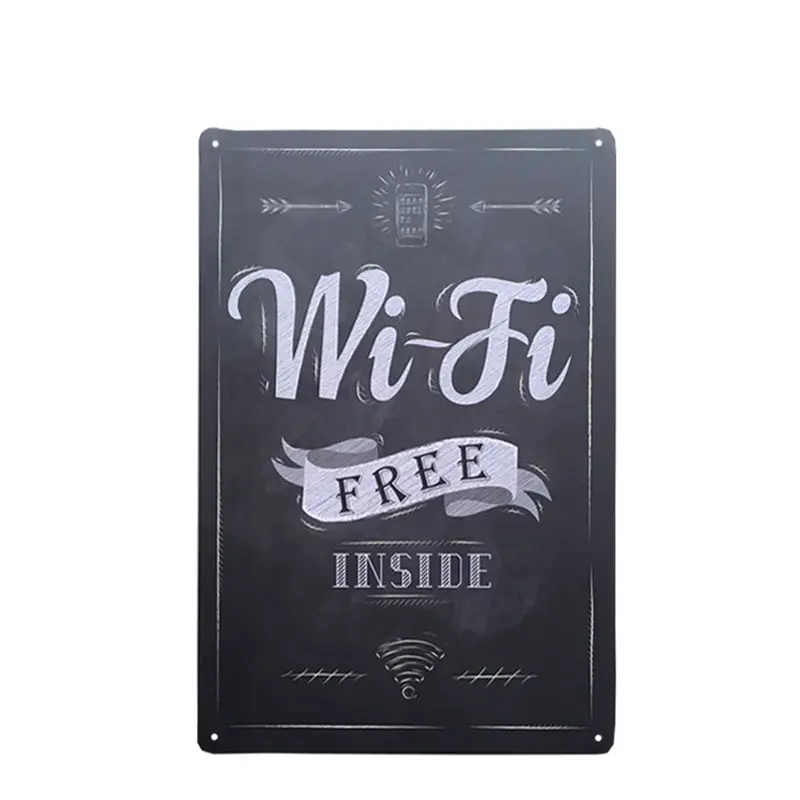 Бесплатный Wi-Fi потертый шик домашний бар кафе винтажный Настенный декор художественная металлическая жестяная вывеска паб таверна ретро декоративные тарелки металлический плакат A755 - Цвет: SS10