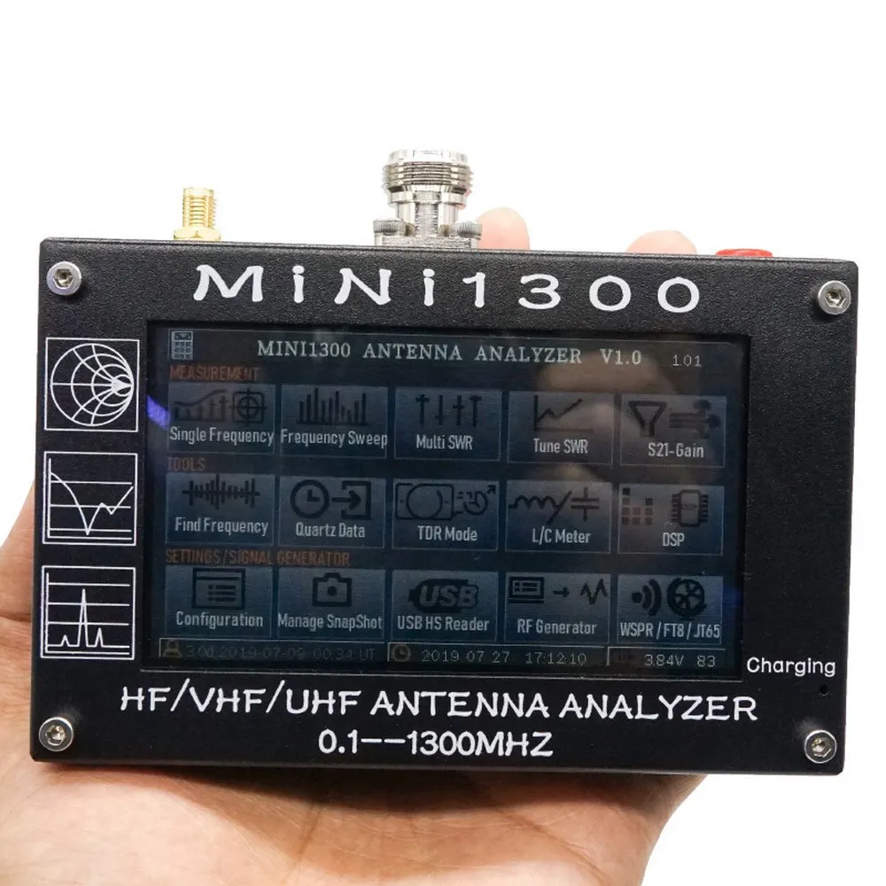 

HF VHF UHF 0.1 1300mhz Antenna Analyzer Capacitive Touch Screen Single point Scanning TDR SWR R +Jx -Jx |Z|Returnloss USB
