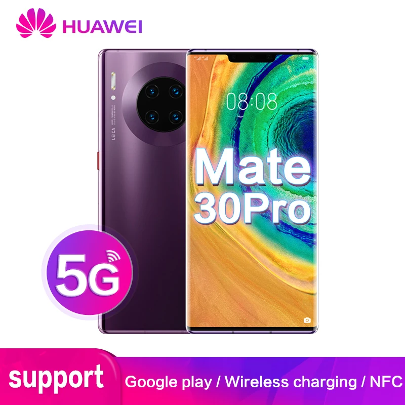 Huawei mate 30 pro, версия 5G, 8 ГБ, 256 ГБ, глобальная ПЗУ, NFC, Google Play, mate30pro, 40 Мп + 40 Мп + 32 МП, 6,53 дюйма, мобильный телефон Kirin 990
