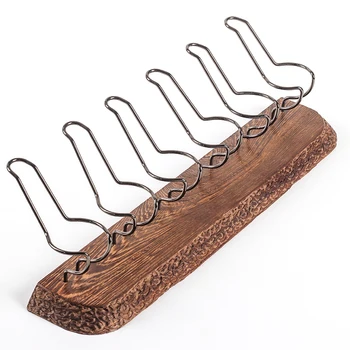 

New 1set 6 Pipe Wood Tobacco Pipe Stand Rack Holder - Wenge Brown Smoking Accessories