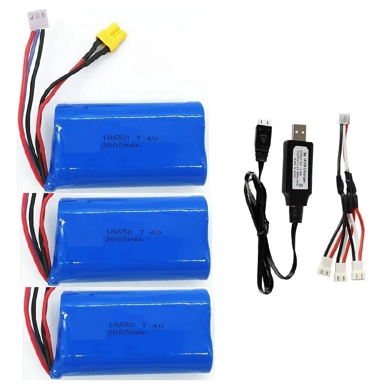 Akku 7.4V 2000mAh XT30 Für Huina 1580 Kettenbagger 1583 Radlader Neu