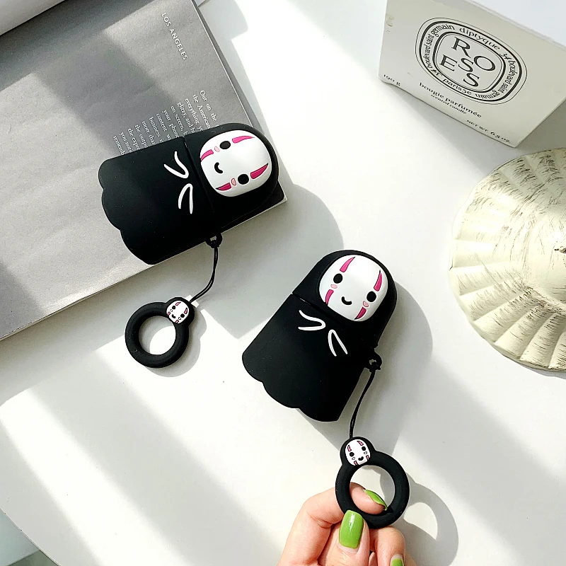 Забавный силиконовый чехол для Apple Airpods 1 2 Bluetooth наушники аксессуары зарядная коробка защитный чехол японский призрак палец кольцо