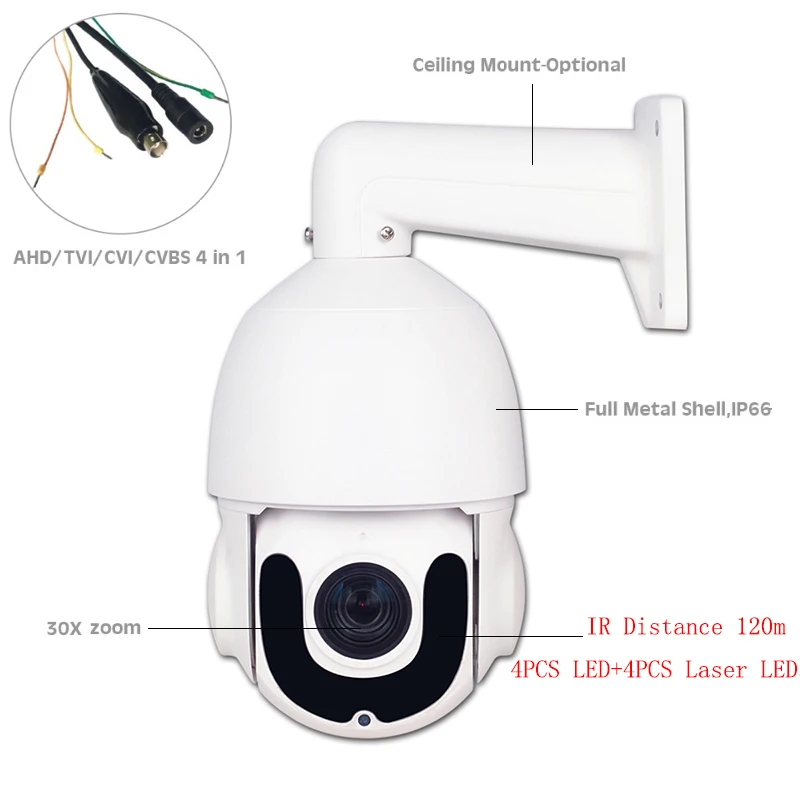 HD 1080P AHD TVI PTZ Camera 5MP 2MP 30X Zoom Security CCTV AHD CVI CVBS Dome Camera Weatherproof Vi