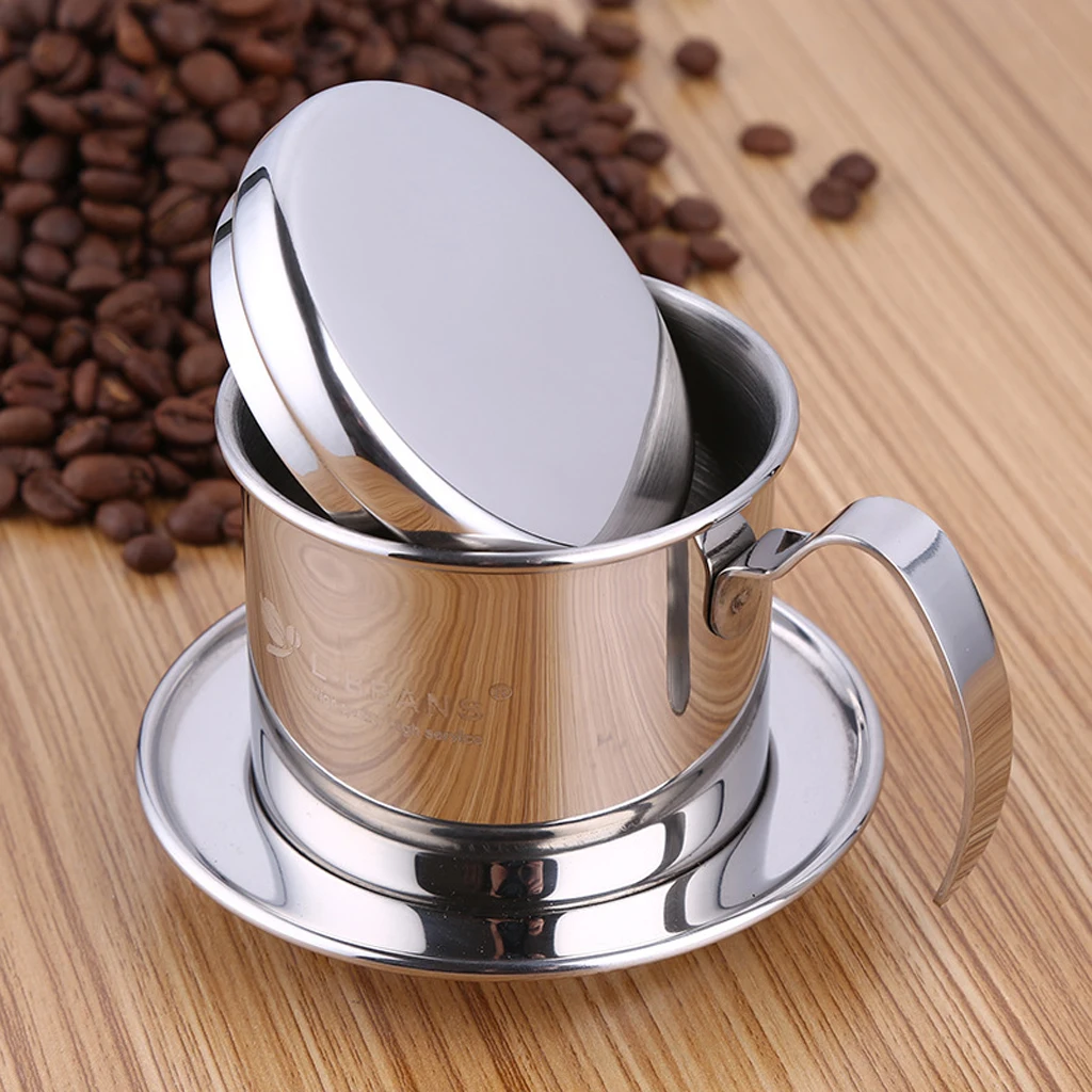 Stainless Steel Portable Coffee Pot Vietnam Style Drip Filter (Silver)