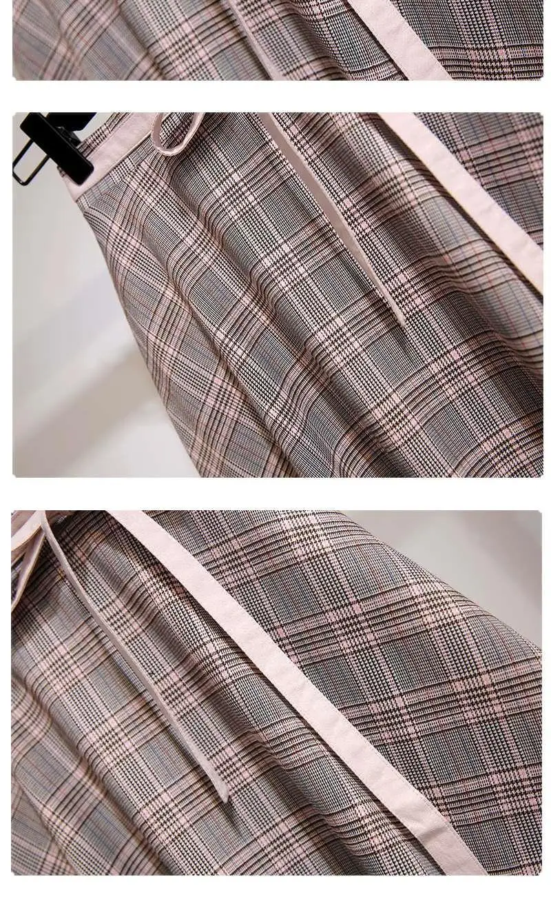 Midi Skirt Women for Spring Autumn 2021 Fashion Casual Ladies Korean Pink Plaid Print High Waist Skirts Femme Female Y414 pleated skirt