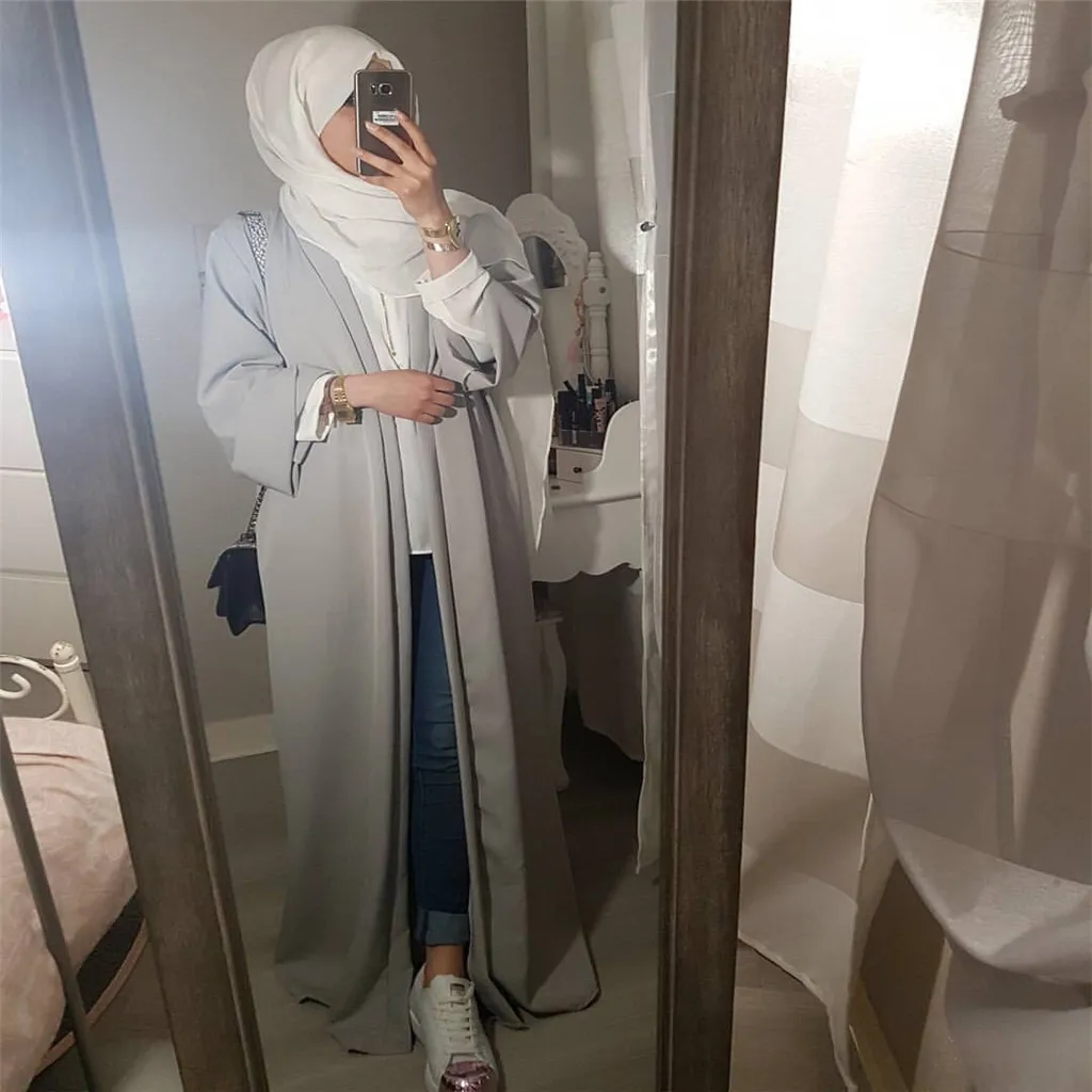 KLV Abayas женская мусульманская одежда однотонные модные бандажные платья Хиджаб Макси мусульманское длинное платье для девочки Бангладеш Дубай, Турция Халат