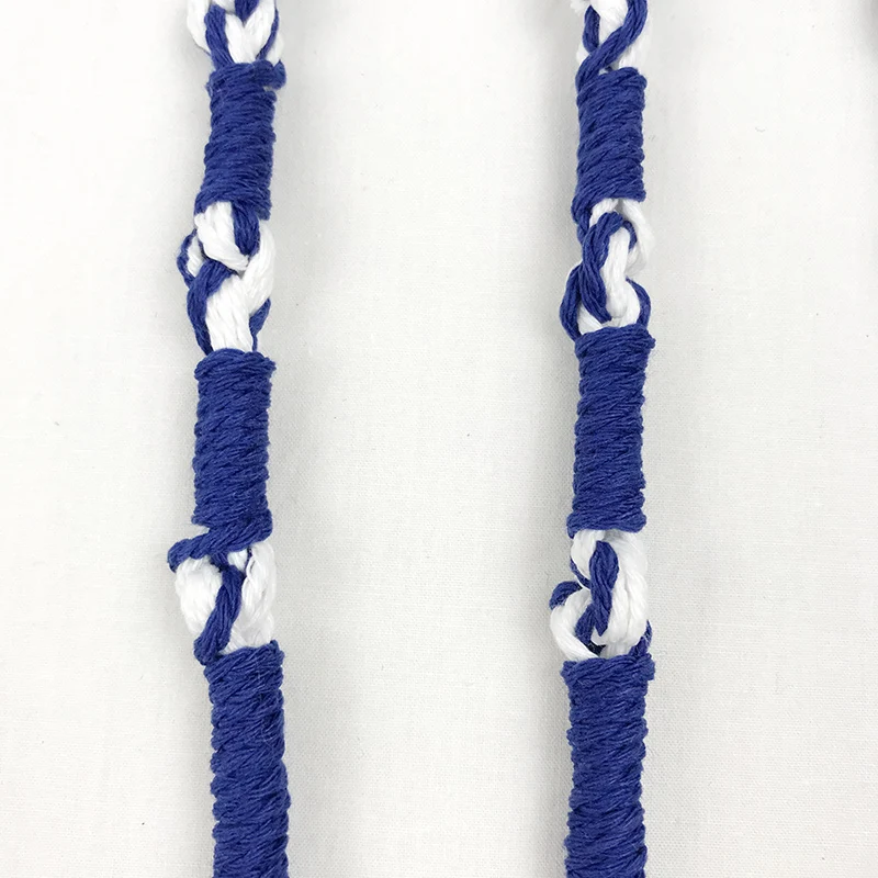 유대교 Tzitzits 파란색 실이 있는 흰색 4개 세트 - 술(더 긴 파란색 메시아 실 포함) Royal Blue Tzitzit
