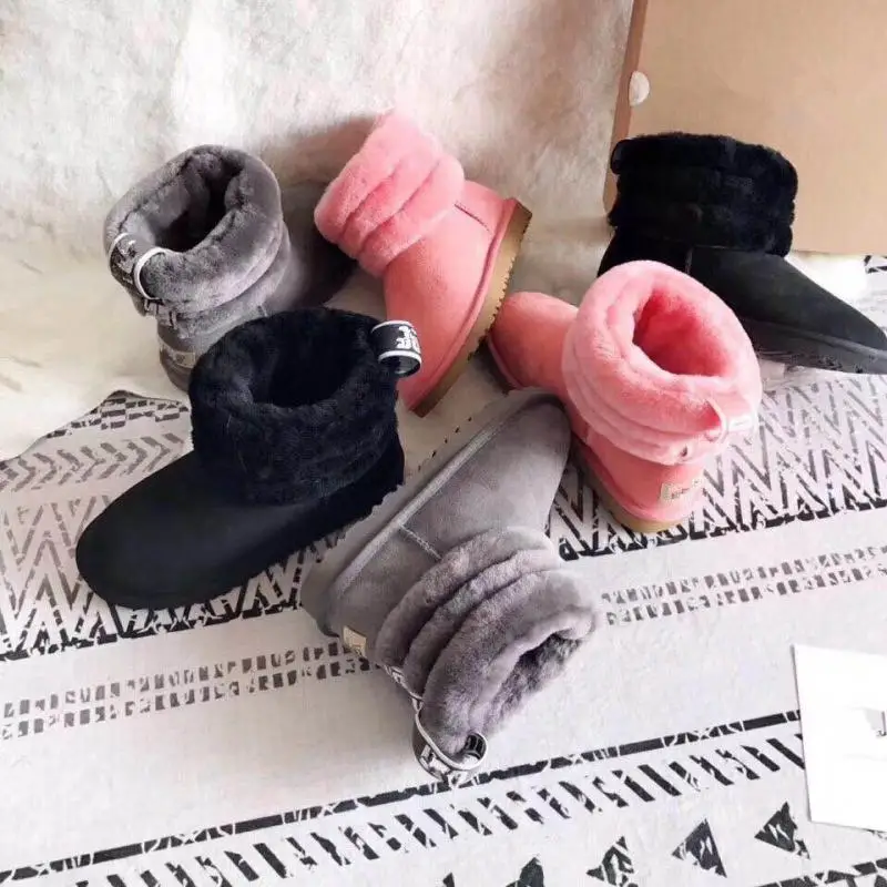 

Women Sheep Skin and Fur Snow Boots Lady Winter Genuie Leather Shoes Female Fashiion Warm Ski Boots Waterproof Footwear