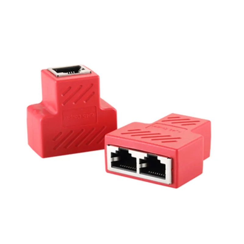 

RJ45 Converter Network Cable Splitter Hub 1 to 2 Port 3-Way Adapter Plug for Home IPTV Broadband Red/Black