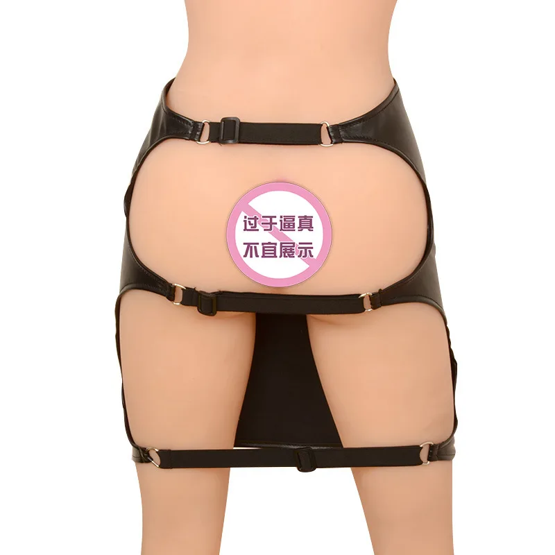 Sexy black soft PU sexy tight bundle hip buttocks skirt outdoor BDSM Bondage Fetish one step skirt for Adult