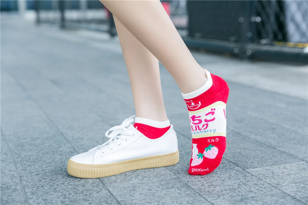 Женские забавные мультяшные продукты хипстер Японский Корейский Harajuku счастливые носки кофе молоко пиво клубника пирог пары носки