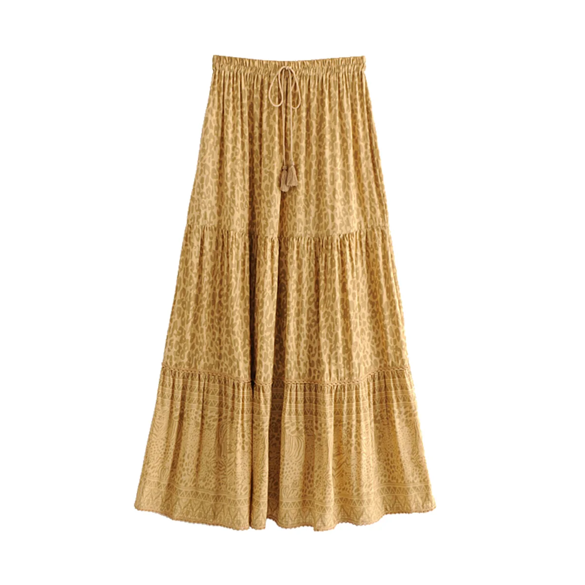 Boho печать дикая вещь макси юбка с эластичной завязкой в талии повседневные юбки женская пляжная юбка хиппи Шик Женская Faldas Jupe