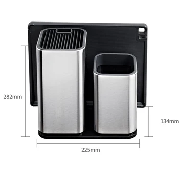 

Stainless Steel Knife Holder Storage Cutlery Block Stand Large Capacity Cooking Accessories