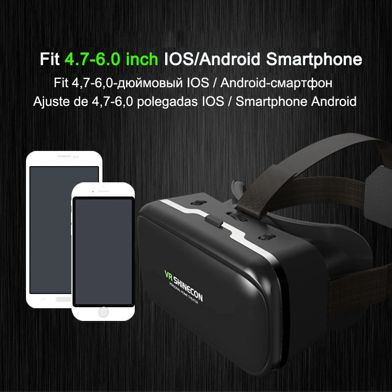 VR Shinecon 6,0 шлем виртуальной реальности очки 3 D 3d очки гарнитура шлем для iPhone Android смартфон Объектив Набор