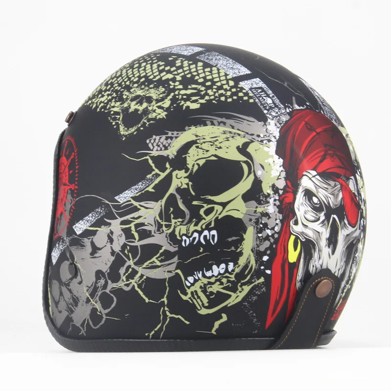 vintage helmet personality retro HL helmet motorcycle motor car 3/4 half helmet skeleton dragon figure men and women