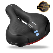 Big Comfort Bike Seat Comfortable Bicycle Saddle Memory Foam Padded Shock Absorption PU Leather Wide Bicycle Saddle Cushion