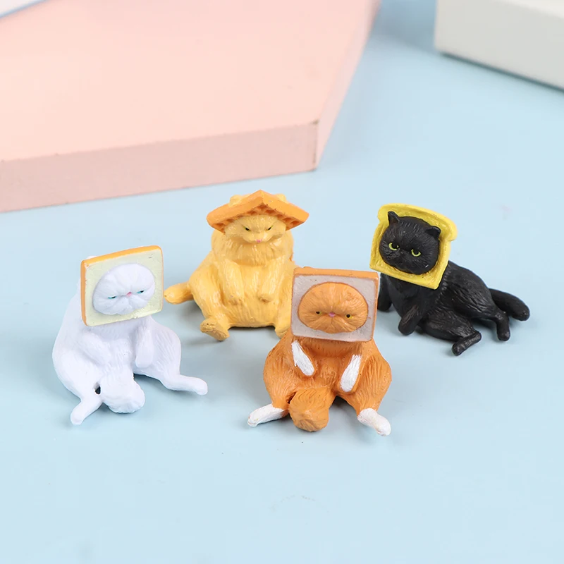 

1pc Bread Toast Head Kitten Or Cute Sushi Neko Cat Miniature Figurine Cartoon Cat Figures DIY Accessories Doll House Decoration