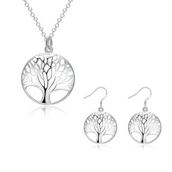 925 Sterling Silver Necklace Earrings Jewelry Set For Woman Birthday Gift