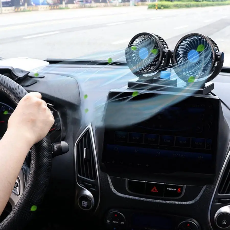 12 В 4in Авто двойная головка 2 скорости 360 градусов вращающийся охлаждающий воздушный циркуляционный Электрический вентилятор автомобильные аксессуары