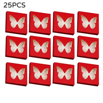 

25PCS Butterfly Hollow Eyelash Case Color Square Eyelash Packaging Box Bling Glitter Eyelash Box False Eyelash Case