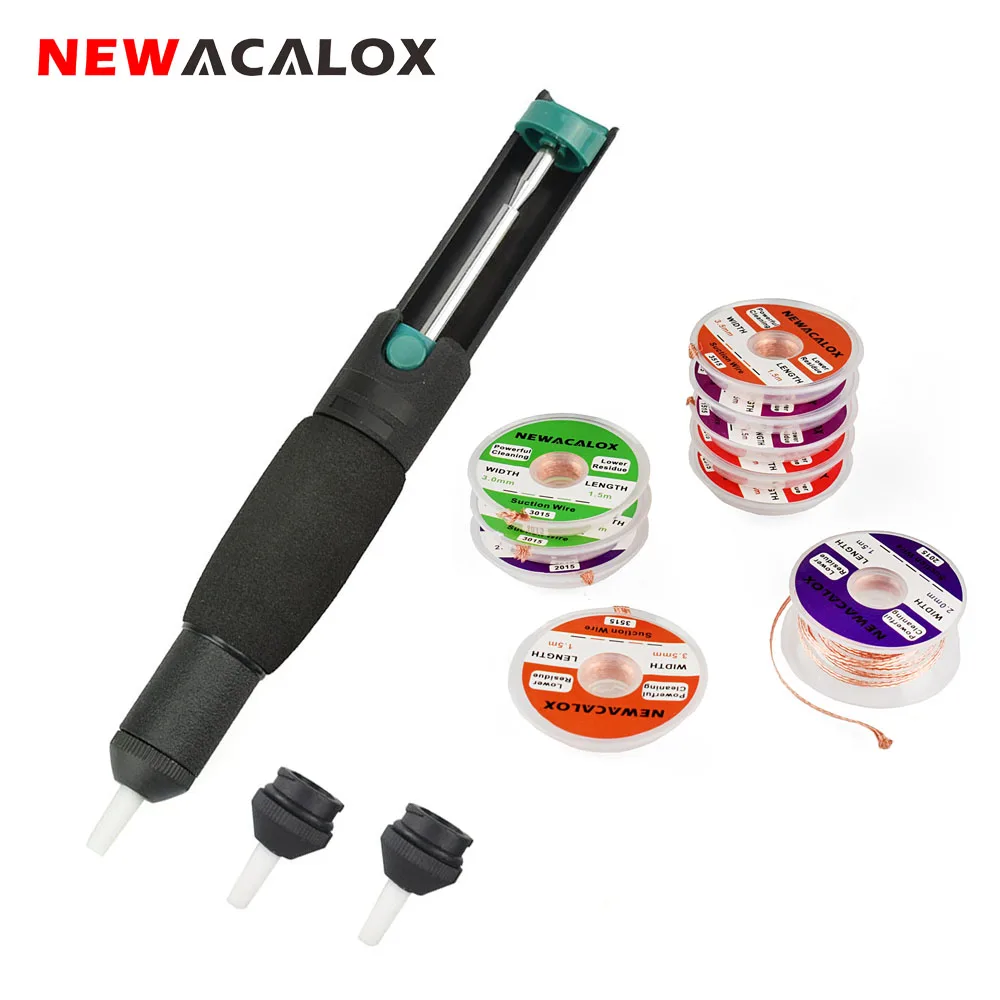 

NEWACALOX Vacuum Desoldering Pump Solder Sucker Desoldering Wire Solder Remover Desoldering Pen PCB Cleaner Welding Repair Tool
