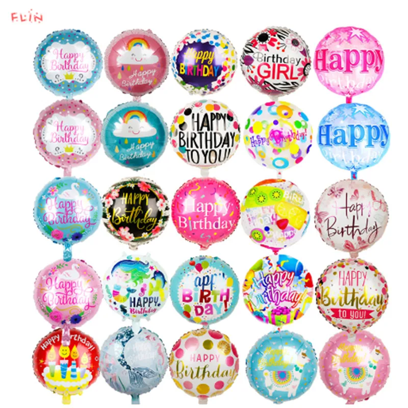 

1pcs 18inch Happy Birthday Foil Balloons Round Transparent Baby Shower Helium Balls Birthday Party Decorations Kids Air globos