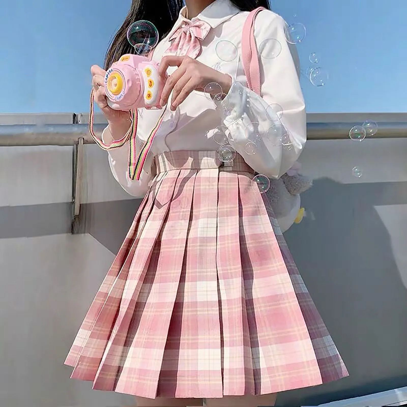 Faldas plisadas de cintura alta para mujer, minifalda coreana a cuadros, Sexy, para escuela, de cintura alta Faldas, novedad de 2021