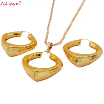 

Adixyn Ethnic Rose Gold Color Earrings/Pendant/Necklace Romantic Jewelry Set Mother's Gifts N03199