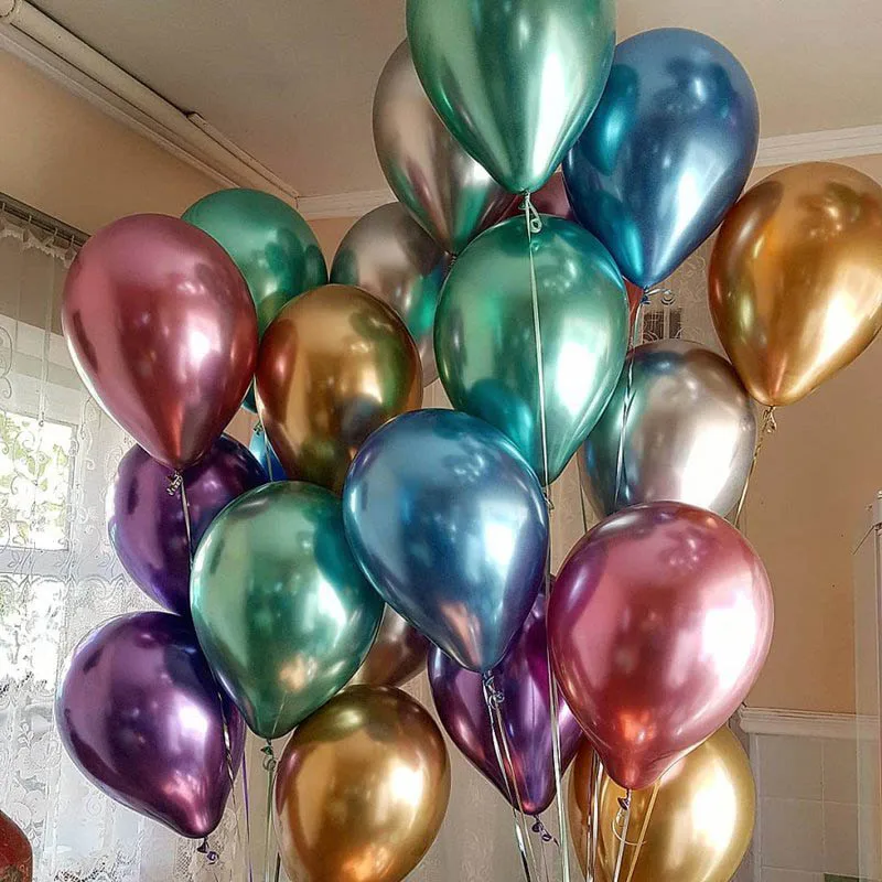 

20pcs 12inch chrome gold silver Metallic Latex Balloons Pearly Metal balloon Wedding Birthday Party decor Supplies helium baloon