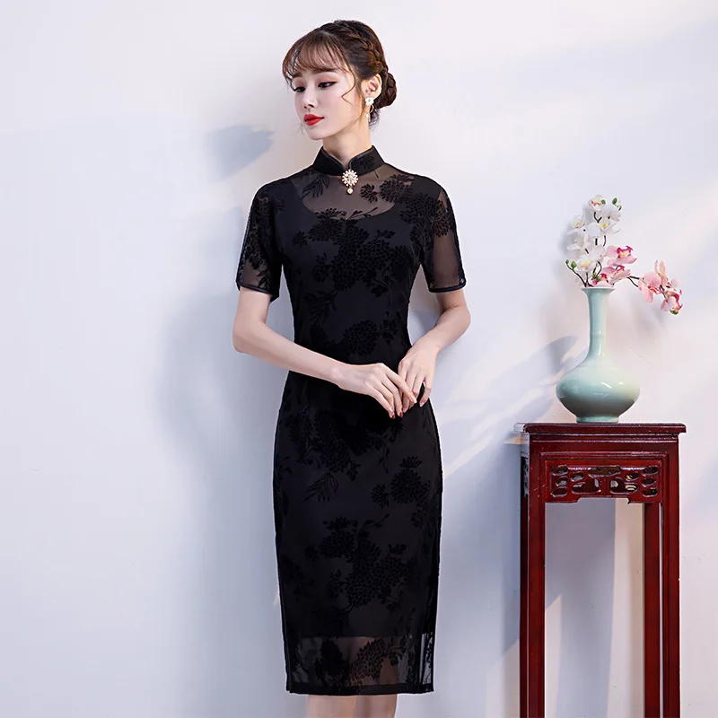 

Quinceanera Limited Polyester High 2020 New Women's Retro Lace Dress Spring And Autumn Chinese Style Improved Cheongsam Summer