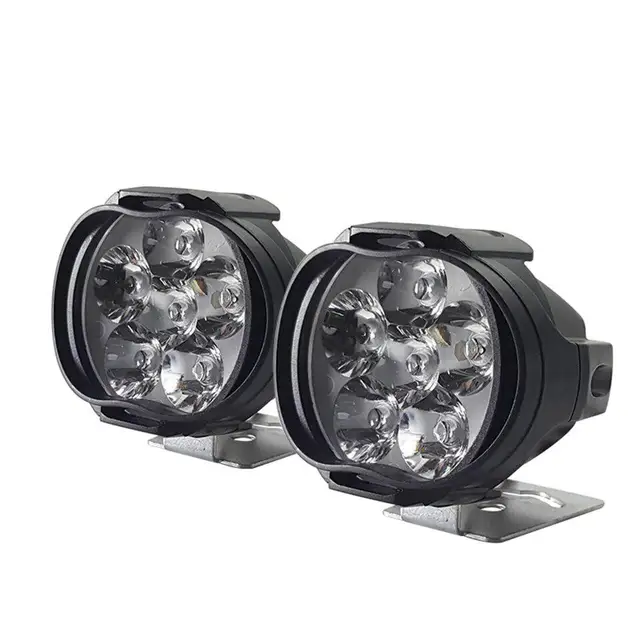 2pcs 6 LED Motorcycle Headlight SpotLights Auxiliary High Brightness Lamp Electric Vehicle Scooters Autocycle Modified Bulbs 2pcs