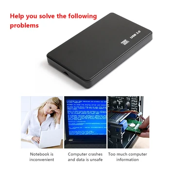 

YD0002 2.5” USB 3.0 / 2.0 Hard Drive External Enclosure Case HDD SSD with adapter cable