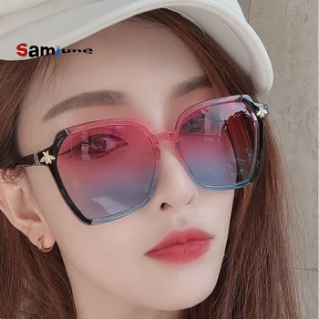 

Samjune Korean Fashion Wild Little Bee Sunglasses Women New Personality Square Big Frame Retro Glasses Temperament Sunglasses