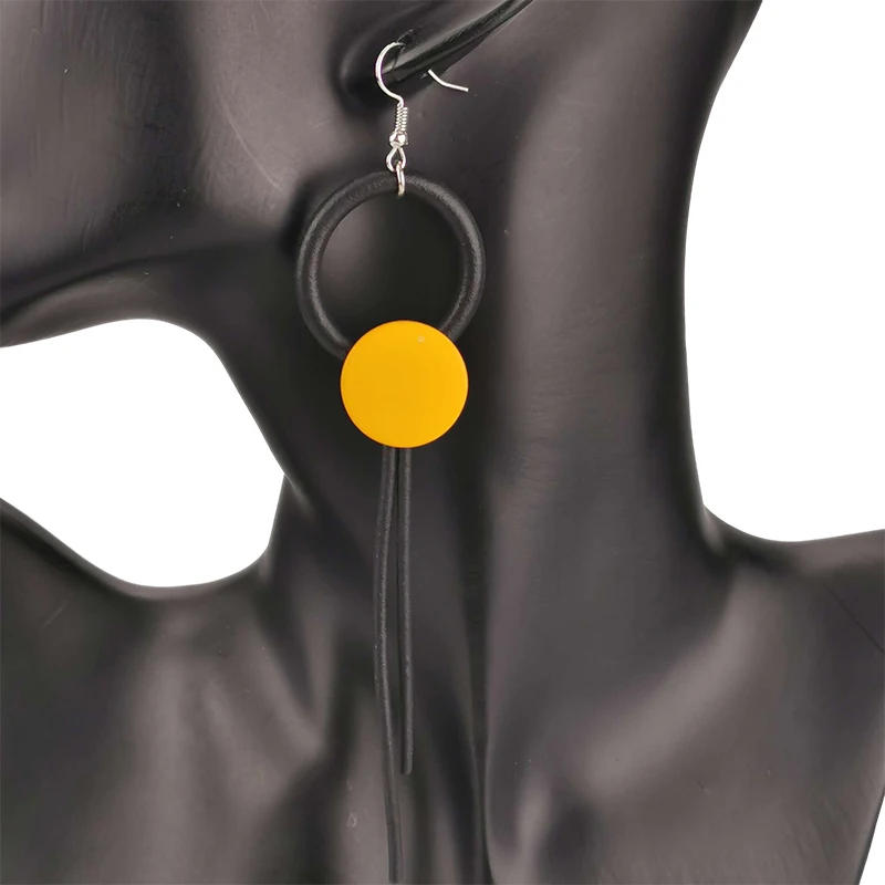 UKEBAY New Wood Earrings For Women Boho Jewelry Tassel Earring Rubber Meterial Rope Drop Earrings 12colors Wooden Jewellery Gift - Image 3