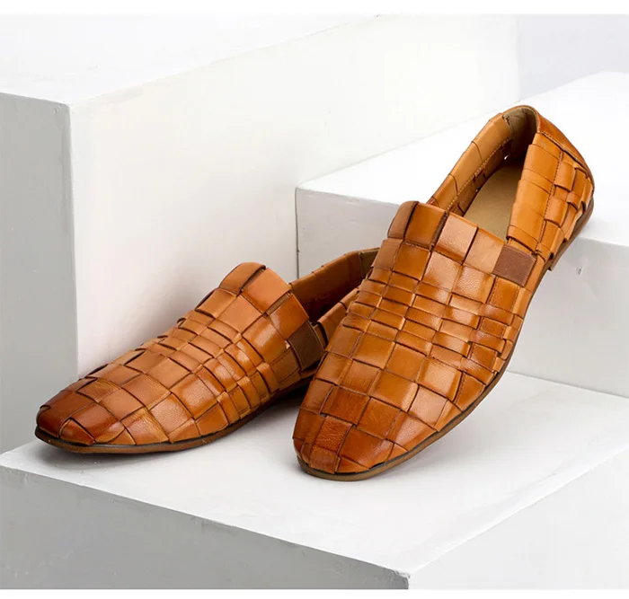 Обувь больших размеров 46 Мужская обувь из натуральной кожи ручной вязки Мужская Повседневная дышащая обувь в британском стиле Модные