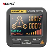 ANENG – testeur de prise de courant AC11, Rcd Gfci, testeur de tension, Test de masse, zéro ligne, polarité, Phase, détecteur