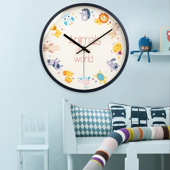 

Animal Cartoon Wall Clock Cute Kids Art Creative Design Silent Wall Clock Simple Modern Montre Murale Living Supplies DE50ZB